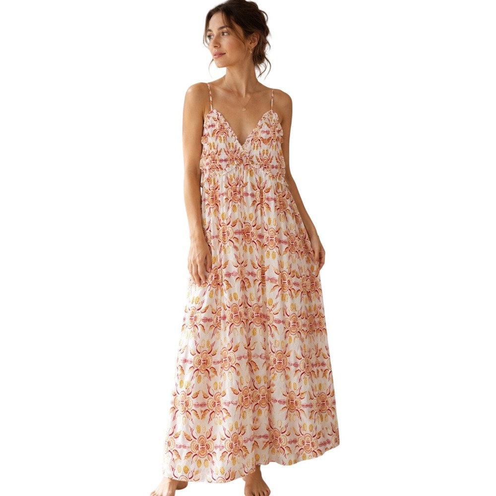 Tuckernuck Hill House Home The Sydney Nap Dress Orange Shell Mosaic Cotton Small